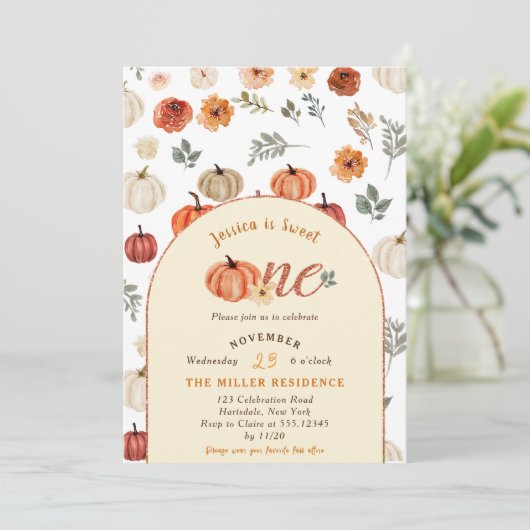 Herfst Rustiek Sweet One BIrthay Party Kaart (Staand voorkant)