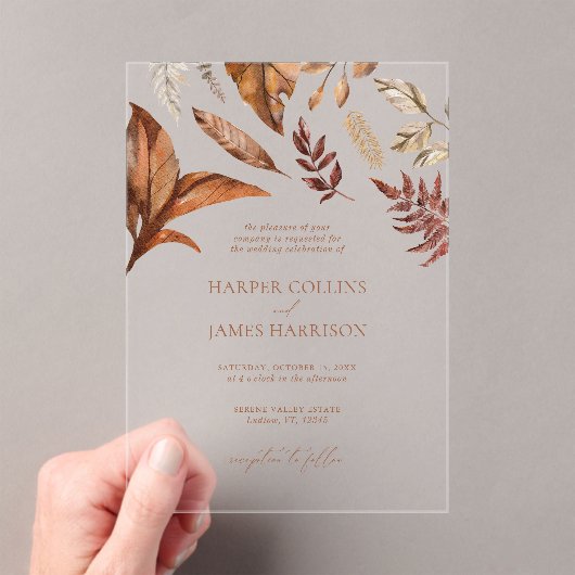 Herfst Rustiek Terracotta Bloemen Huwelijk Acryl Uitnodigingen (Insitu (Draagbaar))