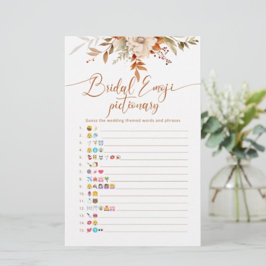 Herfst rustiek vrijgezellenfeest emoji pictionary (Staand voorkant)