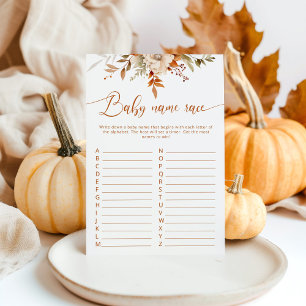 Herfst rustieke baby naam ras baby shower spel