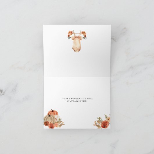 Herfst Rustieke Bloemen Babykleding Baby shower Ge Bedankkaart (Binnen)