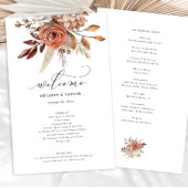 Herfst rustieke bloemenbruiloft papieren programma flyer