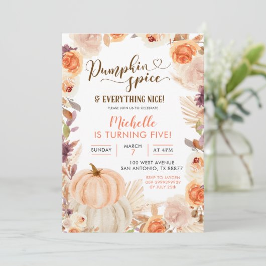 Herfst Rustieke Boho Pompoen Kruiden en Alles is M Kaart (Staand voorkant)