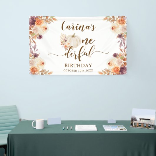 Herfst rustieke Boho pompoen Onederful Verjaardag Spandoek (Beurs)