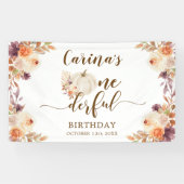 Herfst rustieke Boho pompoen Onederful Verjaardag Spandoek (Horizontaal)