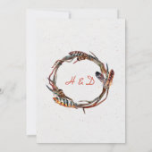 Herfst rustieke boho veren wijnstokken bruiloft | kaart (Achterkant)