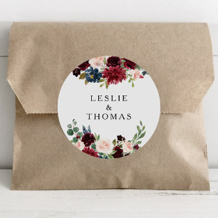Herfst rustieke Bourgondische bruiloft envelop afd Ronde Sticker