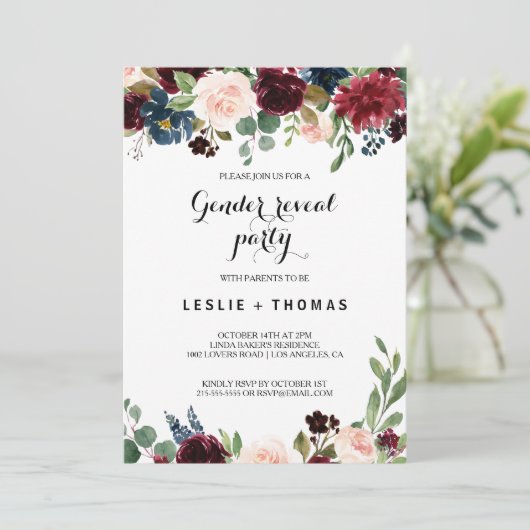 Herfst rustieke Bourgondische Geslacht Onthullen P Kaart (Staand voorkant)