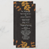 Herfst rustieke gouden bladeren bruiloft programma (Voorkant / Achterkant)