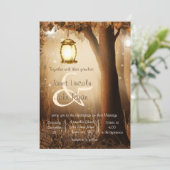 Herfst rustieke herfstboom bruiloft kaart (Staand voorkant)
