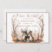 Herfst rustieke herten bruiloft Collectie Save The Date (Voorkant)