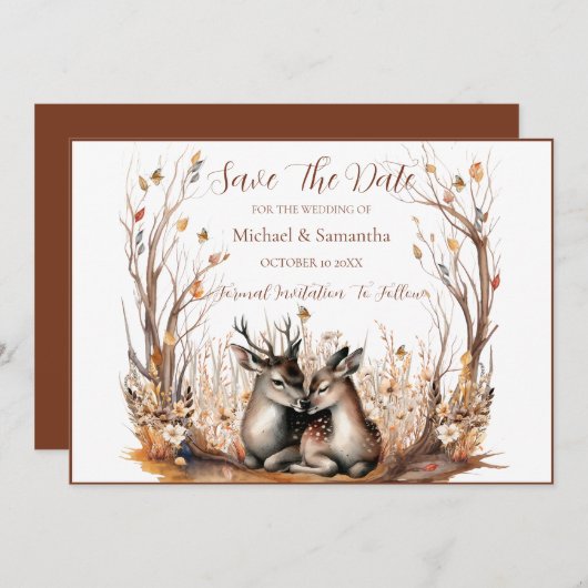 Herfst rustieke herten bruiloft Collectie Save The Date (Voorkant / Achterkant)