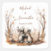 Herfst rustieke herten bruiloft Collectie Vierkante Sticker (Voorkant)