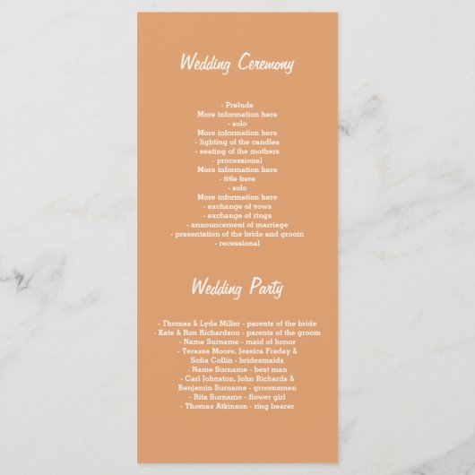 Herfst rustieke huwelijksprogramma's programma (Achterkant)