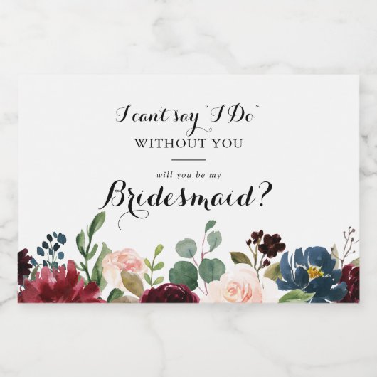 Herfst rustieke kalligrafie bruidsmeisje voorstel sparkling wijnetiket (Enkel label)