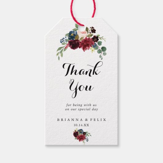 Herfst rustieke kalligrafie bruiloft dank u cadeaulabel (Voorkant)