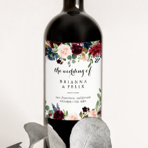 Herfst rustieke kalligrafie bruiloft wijn labels etiket