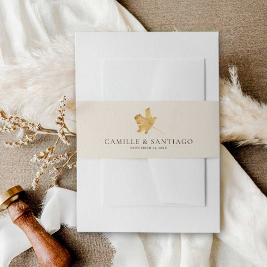 Herfst rustieke minimalistische bruiloft uitnodigingen wikkel