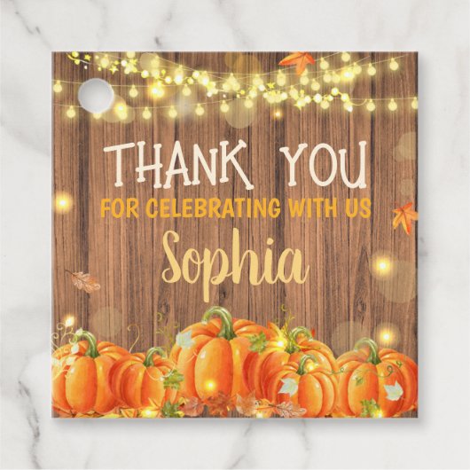 Herfst Rustieke Pompoen Patch Verjaardag Plein Bedankjes Labels (Voorkant)