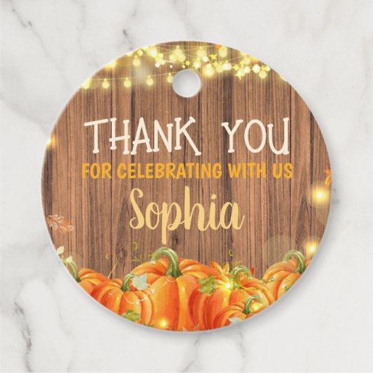 Herfst Rustieke Pompoen Patch Verjaardag Ronde Bedankjes Labels (Voorkant)
