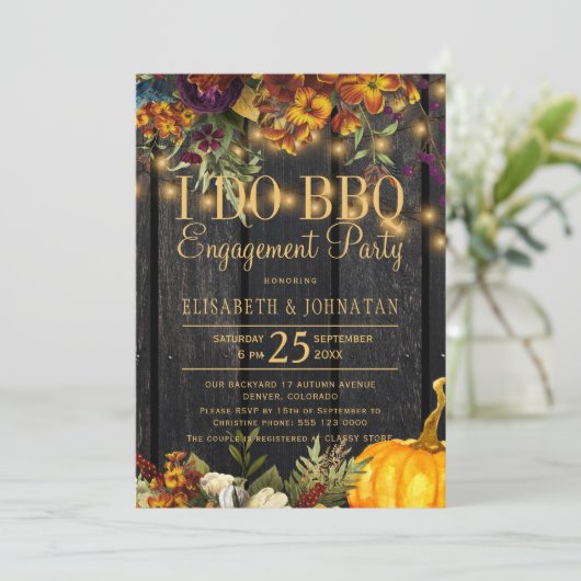 Herfst rustieke schuur hout Ik doe bbq verlovingsf Kaart (Staand voorkant)