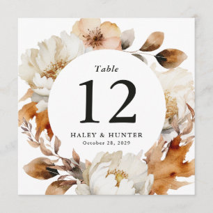 Herfst Rustieke Waterverf Bloementabel Nummers Save The Date