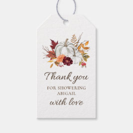 Herfst rustieke witte pompoen Baby shower Favor Ta Cadeaulabel