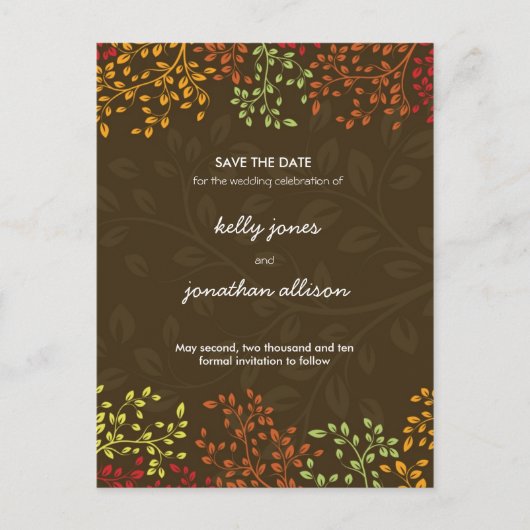 Herfst Save the Date Wedding Invitation Aankondigingskaart (Voorkant)