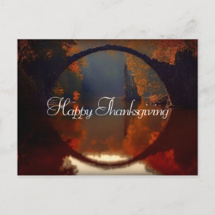 Herfst Scene Bridge THANKSGIVING Briefkaart