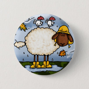 herfst schapenknop ronde button 5,7 cm