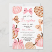 Herfst Schattigee Coquette Bow Leopard Pompoen Bab Kaart (Voorkant)