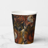 Herfst Schedel Gotische Elegantie Bruiloft  Papieren Bekers (Rechts)