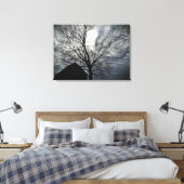 Herfst Schuur Moonlit Sky Modern Zwart & Wit Canvas Afdruk (Insitu (Slaapkamer))