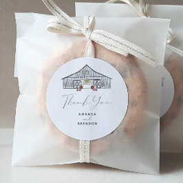 Herfst schuur pompoenen bruiloft dank u ronde sticker