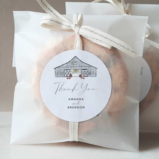 Herfst schuur pompoenen bruiloft dank u ronde sticker