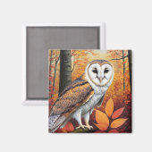 Herfst Schuur Uil Kunst Magneet (Voorkant / Achterkant)