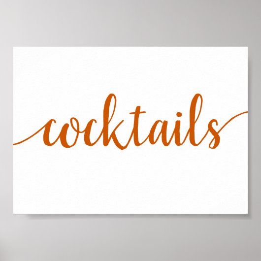 Herfst Script | Rustige gebrande Oranje cocktails Poster (Voorkant)