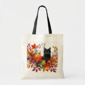 Herfst Season Leaves en Black Cat Tote Bag (Voorkant)