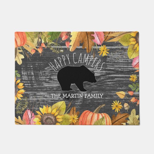 Herfst Season Rustic Wood Beer | Happy Campers Deurmat (Voorkant)