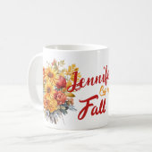 Herfst Seizoen Boeket Aangepaste naam Koffiemok (Voorkant links)