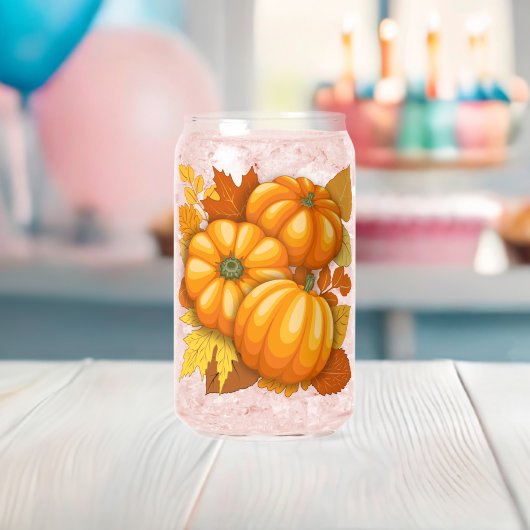 Herfst Seizoen Halloween Pompoenen Patroon Blikvorm Glas (Insitu (Baby Shower))