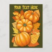 Herfst Seizoen Halloween Pompoenen Patroon Briefkaart (Voorkant)