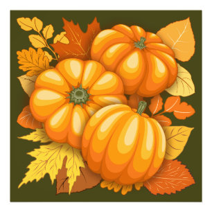 Herfst Seizoen Halloween Pompoenen Patroon Foto Afdruk