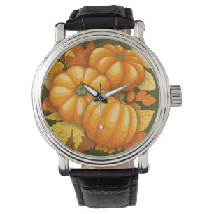 Herfst Seizoen Halloween Pompoenen Patroon Horloge