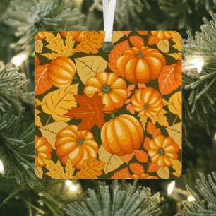 Herfst Seizoen Halloween Pompoenen Patroon Metalen Ornament