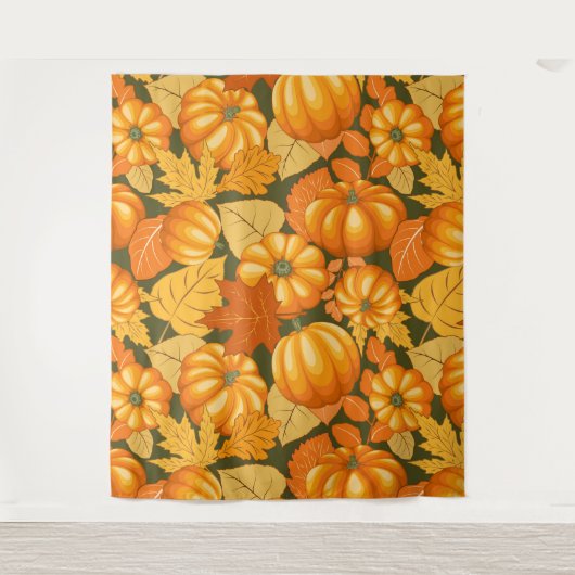 Herfst Seizoen Halloween Pompoenen Patroon Wandkleed (Voorkant)