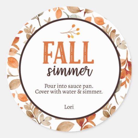 Herfst Simmer Ronde Sticker (Voorkant)