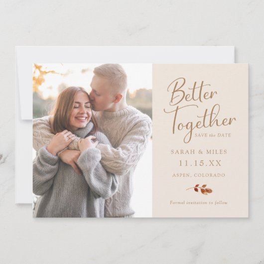 Herfst Simple Photo Wedding Save The Date (Voorkant)