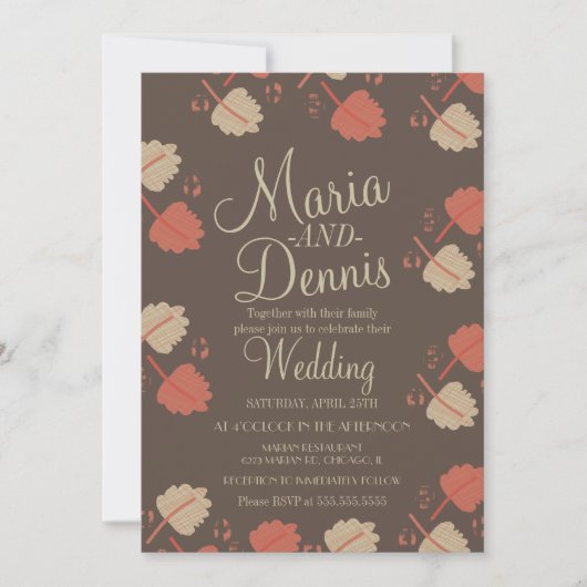 Herfst Simple Terracotta Nuetral Leaves Wedding Kaart (Voorkant)