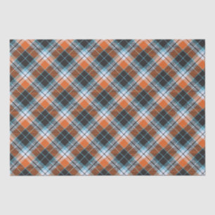 Herfst Sinaasappel Blauw Plaid Patroon Tissuepapier